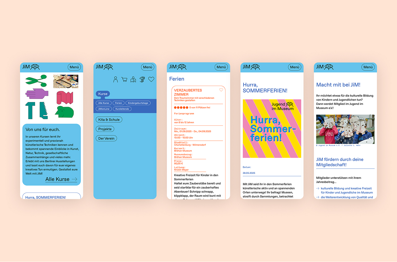 Screenshots mobile Ansicht Website Jugend im Museum